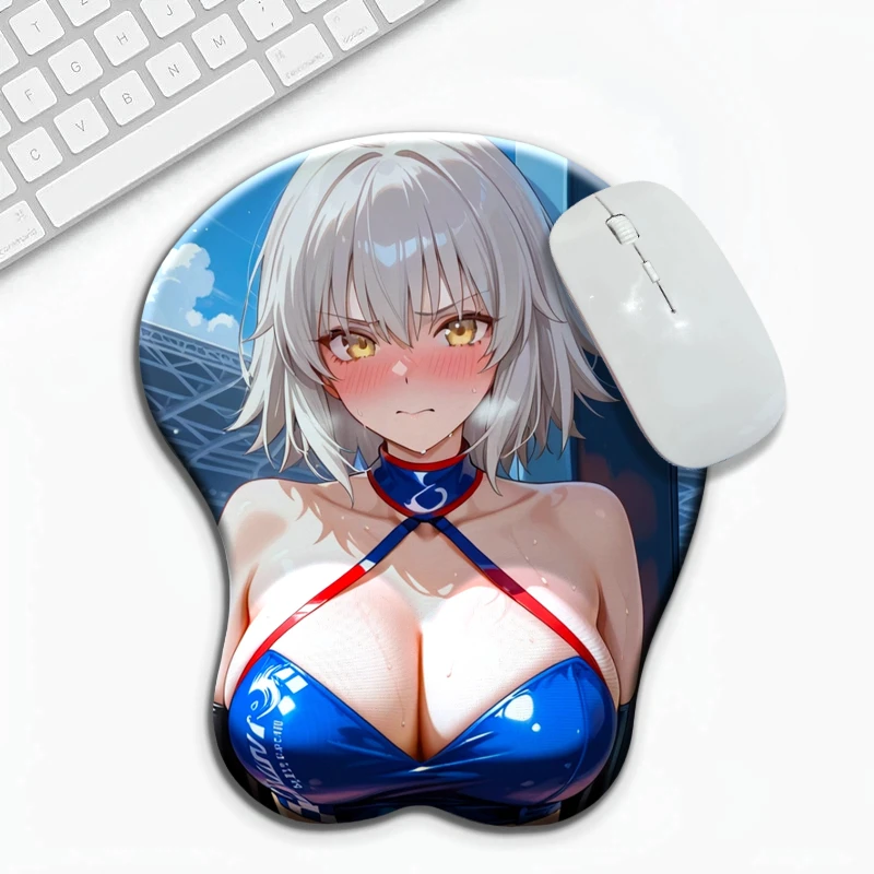 NSFW 3d pezones destino jeanne d arco Hentai pechos alfombrilla de ratón chica Sexy Gamer Anime lindo reposamuñecas 3D Oppai alfombrilla de ratón de silicona