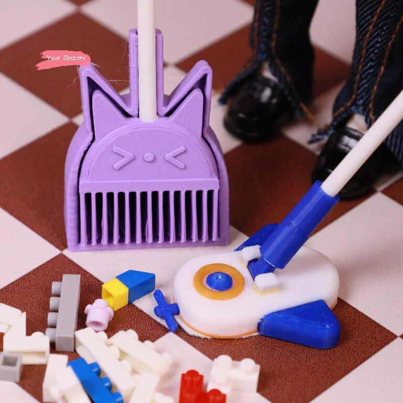 1 個ミニチュアドールハウスちりとりシミュレーションモデル航空機モップ人形アクセサリー DIY 装飾クリエイティブプレイセット用