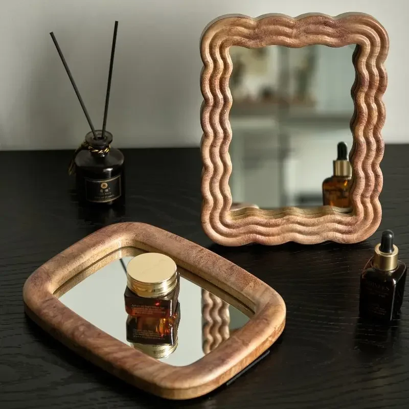 Modern Vanity Mirror Minimalist Tabletop Stand Makeup Mirror Desk Bathroom Decor Stand Mirror Stable Basefor Bedroom Vanity