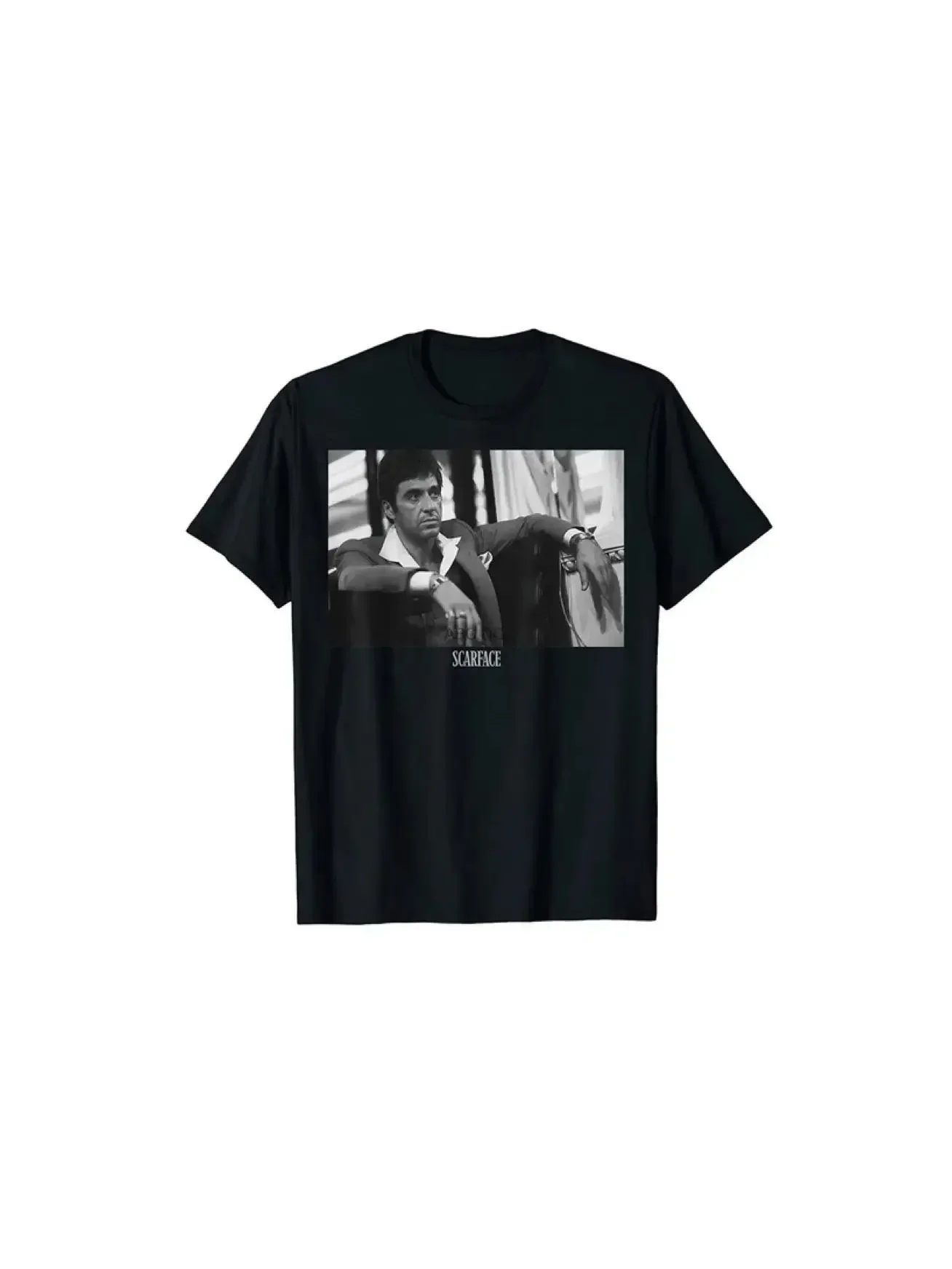 Scarface Tony Montana Sitting Portrait T-shirt Women's Round Neck Short Sleeve T=China 77899