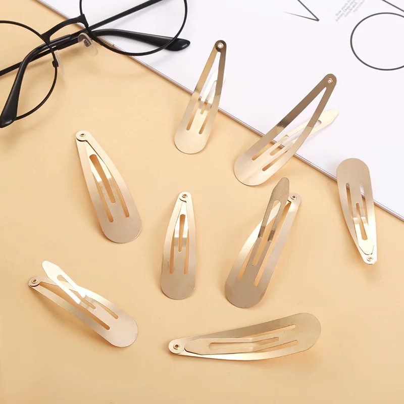 20 Pcs/Lot Gold Snap Clip For Girl Waterdrop Barrettes Hairpin Women 5CM Hair Clip Fashion Accessories