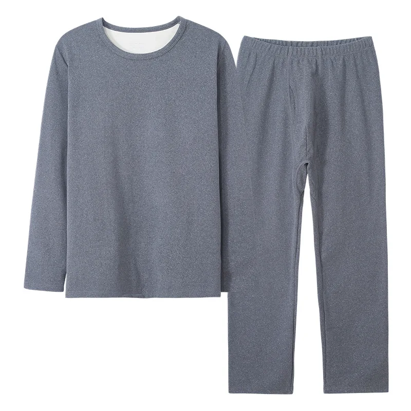 De Velvet Thermal Underwear Cashmere Silk Men and Women Thickened and Padded Set of Autumn Clothes and Pants Heat Winter