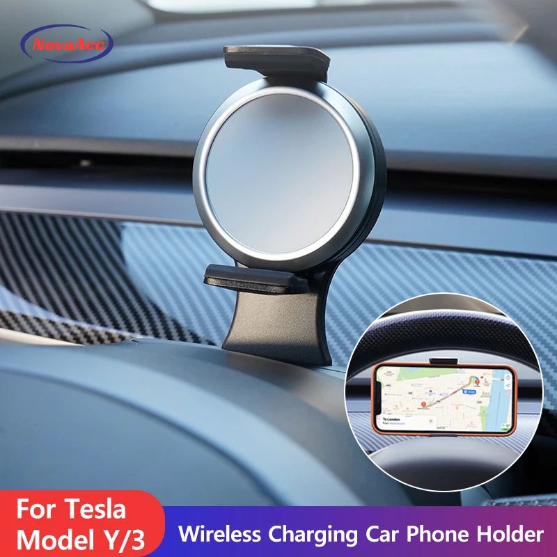 

NovaAcc Phone Holder Car Mount Support Mobile Bracket for Tesla MODEL Y 2021-2024 MODEL 3 2021-2023 for IPhone Samsung Xiaomi