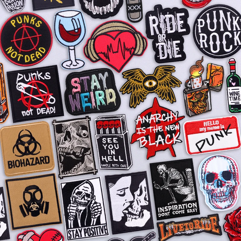 Parche bordado para planchar estilo punk rebelde para chaqueta - imagen 4