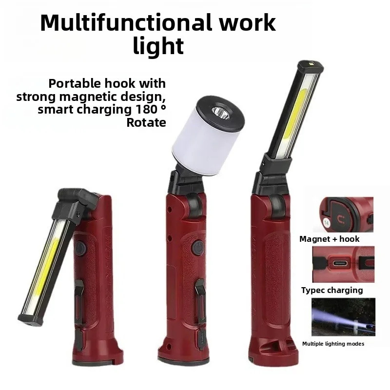 180° Rotatable Strong Magnetic Work Light: USB Rechargeable, Ultra-Bright Flashlight, Outdoor Emergency Hook Repair Lamp