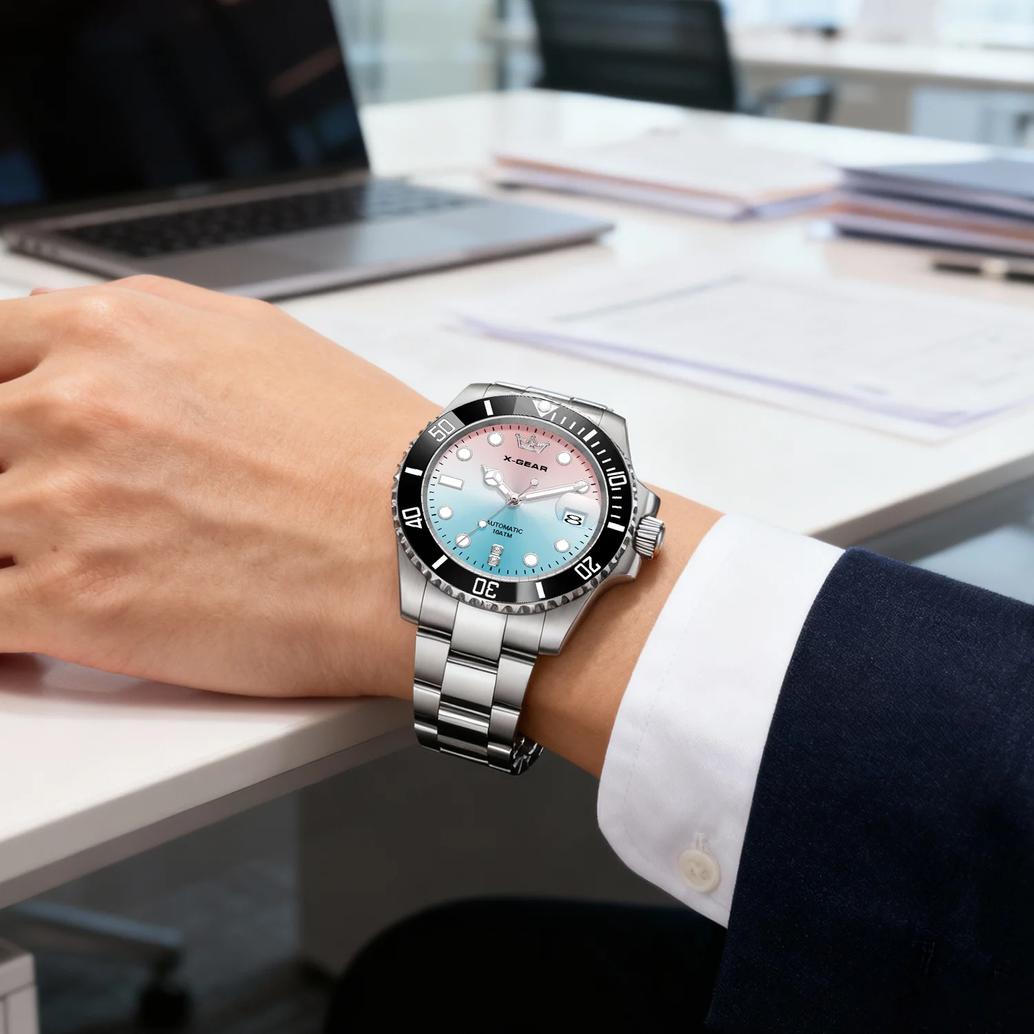 2026 New Men Automatic Mechanical Watches Stainless Steel Waterproof Watch  Water Ghost Luminous Dive Watch with Ceramic Bezel