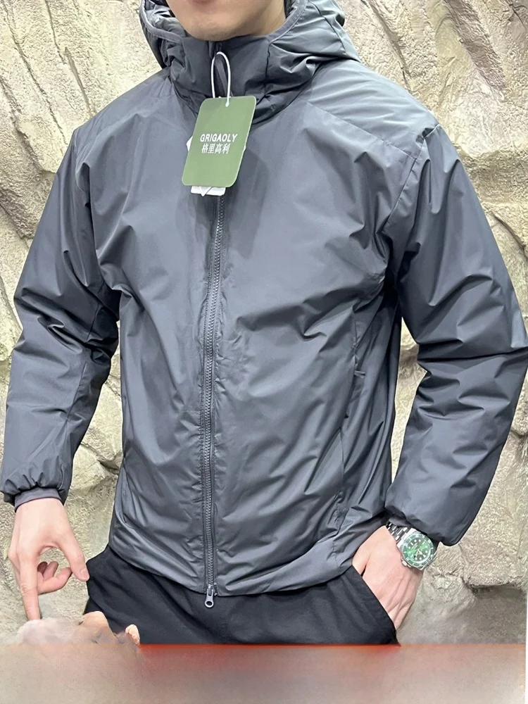 

Dync Lightweight Warm Waterproof Windproof Hooded Cotton Jaet Men's Outdoor Casual Wear Stand Fit Long Sve Coat