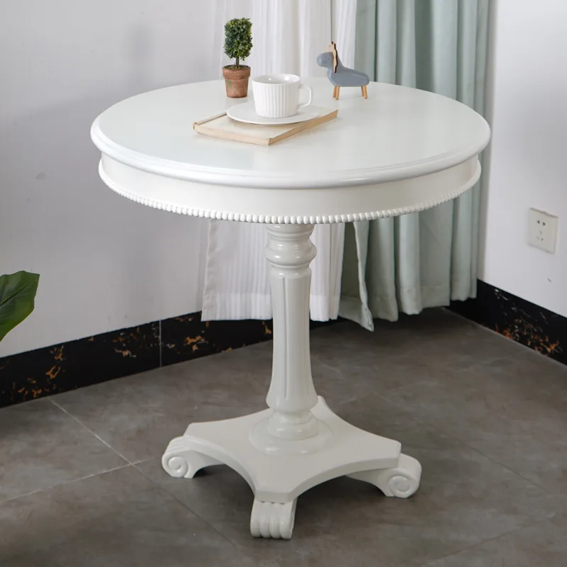 European solid wood coffee table ivory white coffeetable negotiation small roundtable coffeetable 70cm matching sofa corner t