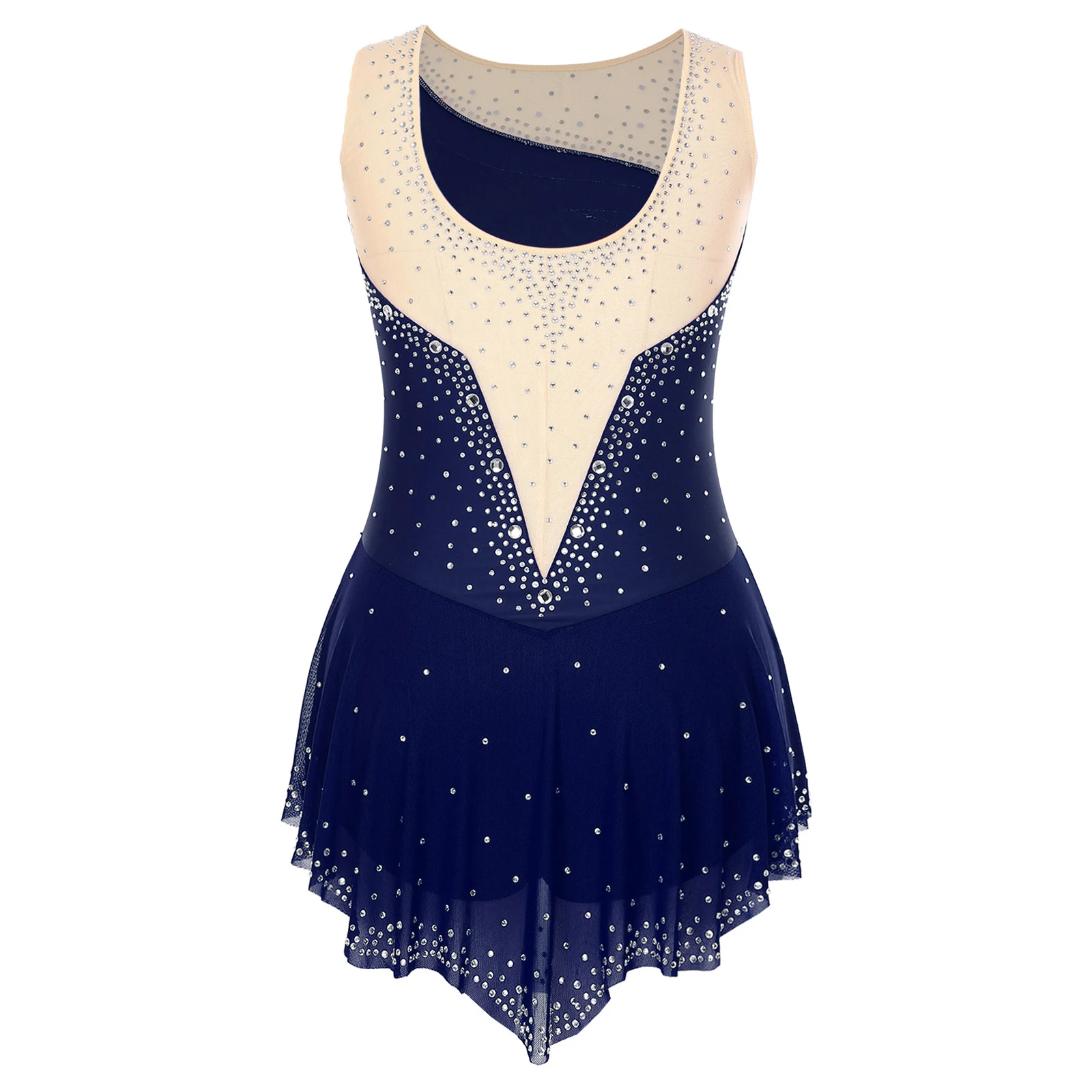 إمرأة الجمباز الإيقاعي الفني الشكل التزلج الباليه الجاز اللاتينية أداء الرقص زي الراين تراكب يوتار فستان #2