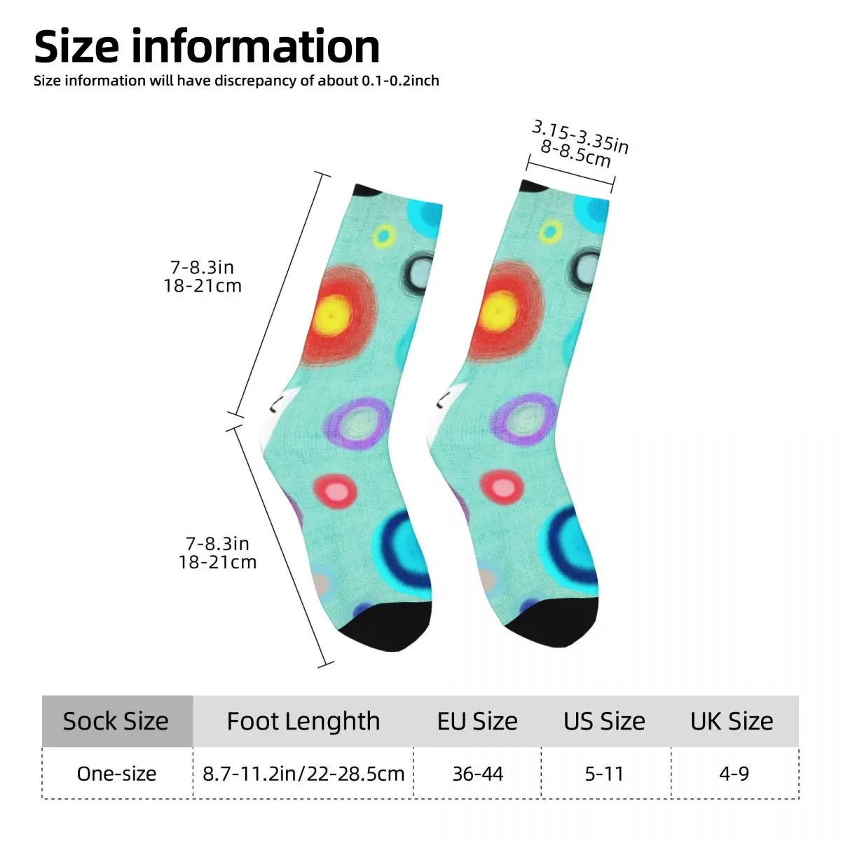 Colorful Happy Circles Socks Harajuku Sweat Absorbing Stockings All Season Long Socks Accessories for Unisex Gifts