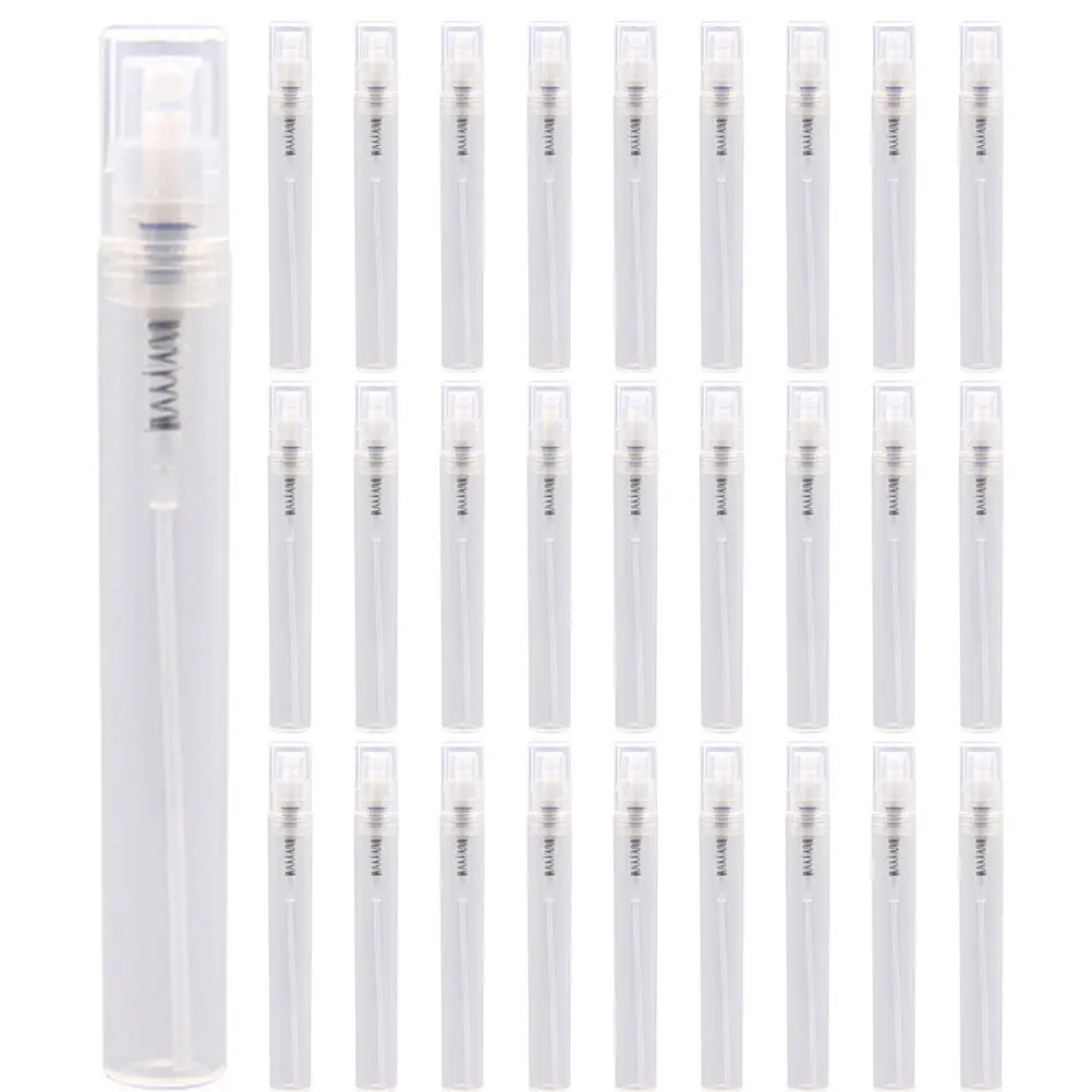 

30 шт. пластиковых флаконов-спреев для парфюмерии, 5 мл, дорожные многоразовые бутылочки для эфирных масел, для хранения ароматов, легкие, портативные, компактные