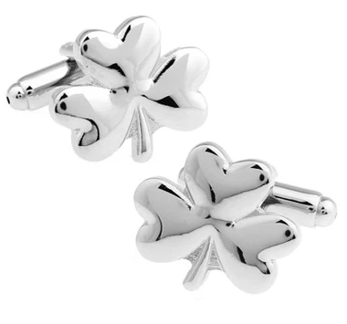 Clover Cuff Links For Men Lucky Clover Design Quality Brass Material Silver Color Cufflinks Wholesale&retail