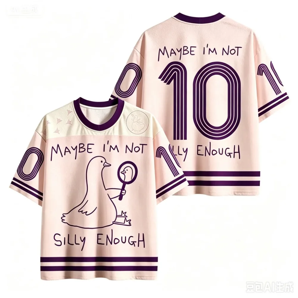 Funny Duck ‘Maybe I'm Not Silly Enough Graphic’ 3D Print Short Sleeve Sport Tee Cartoon Duck Loose Breath Quickdry Jersey Shirt