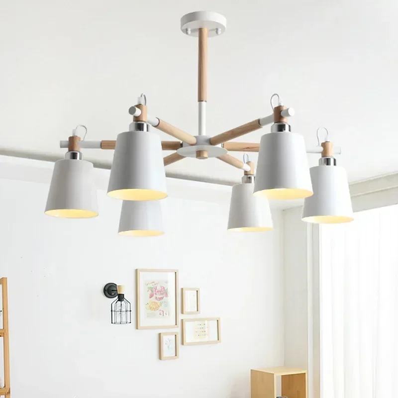 chandelier E27 Nordic minimalist metal and wooden bracket chandelier colorful chandeliers for kitchen living room bedroom study