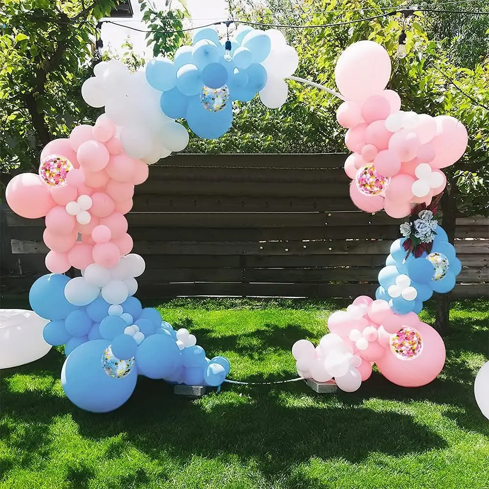 Pink Balloons Garland Arch Kit Pastel Blue Confetti Latex Balloons Birthday Party Gender Reveal Wedding Anniversary Decoration