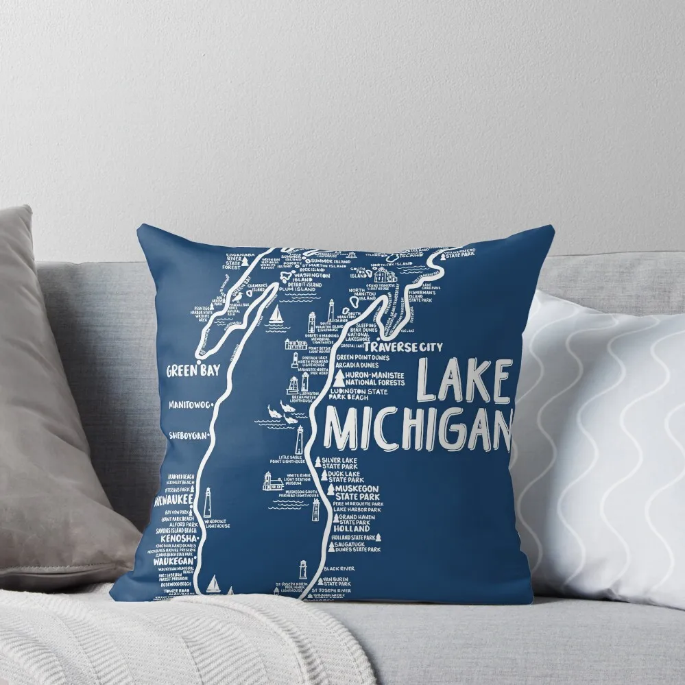 

Lake Michigan Map Throw Pillow Christmas Covers Christmas Pillows luxury sofa pillows luxury covers pillow