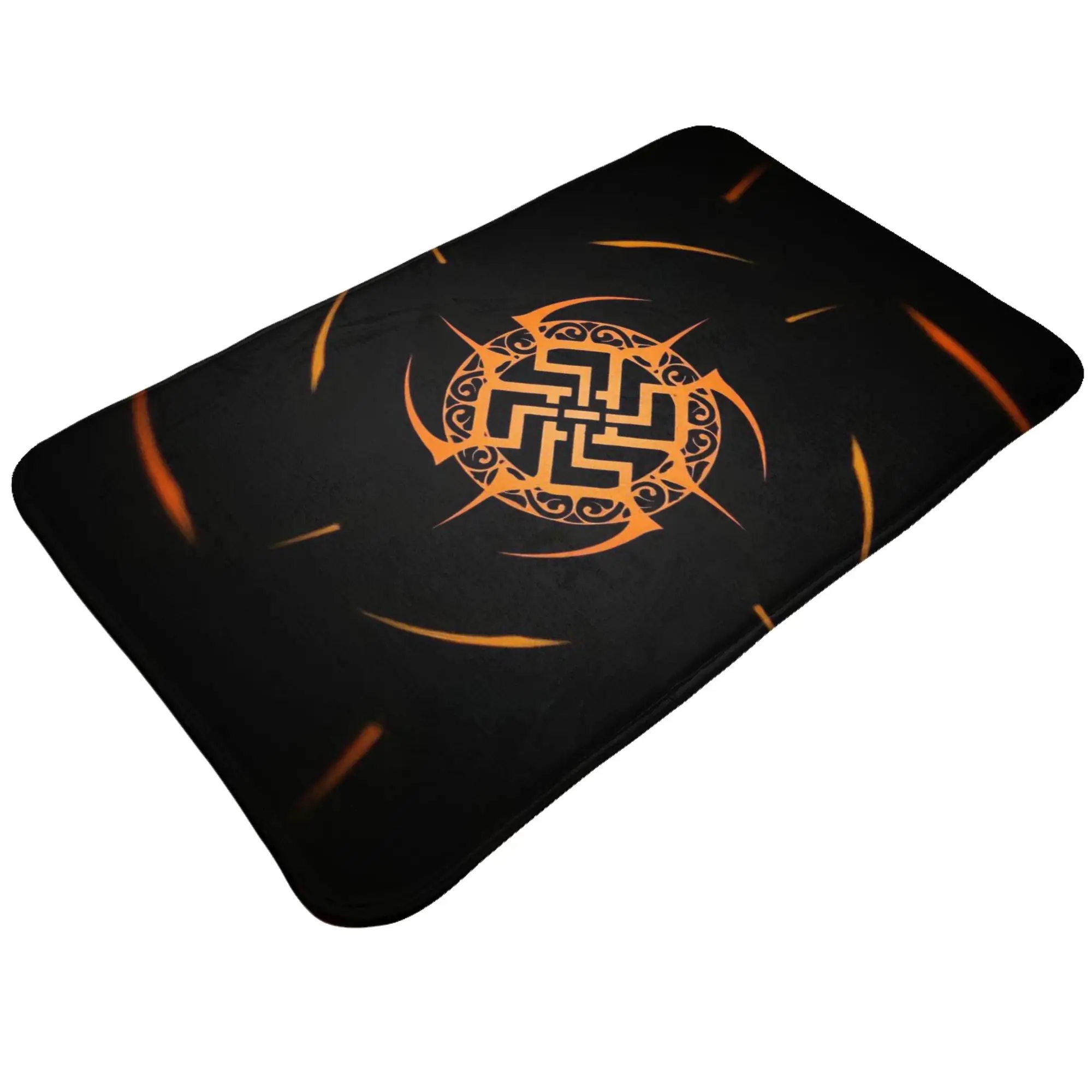 Orange Swirl Celtic Knot Dark Graphic Anti-Slip Doormat Bath Mat  Waterproof PatternHomeDecor