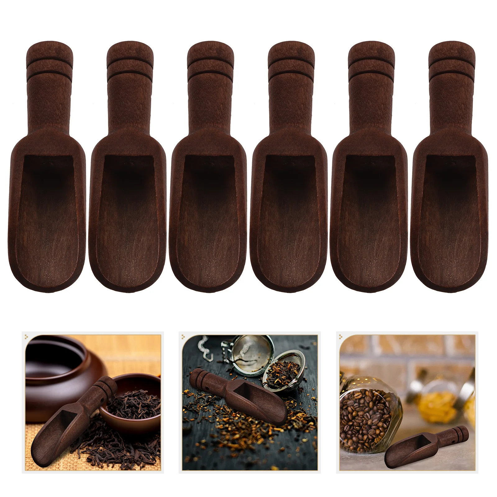 

6pcs Mini Wooden Salt Spoon Coffee Tea Sugar Seasoning Compact Teaspoon Set Small Scoops Spice Candy Kitchen Accessories