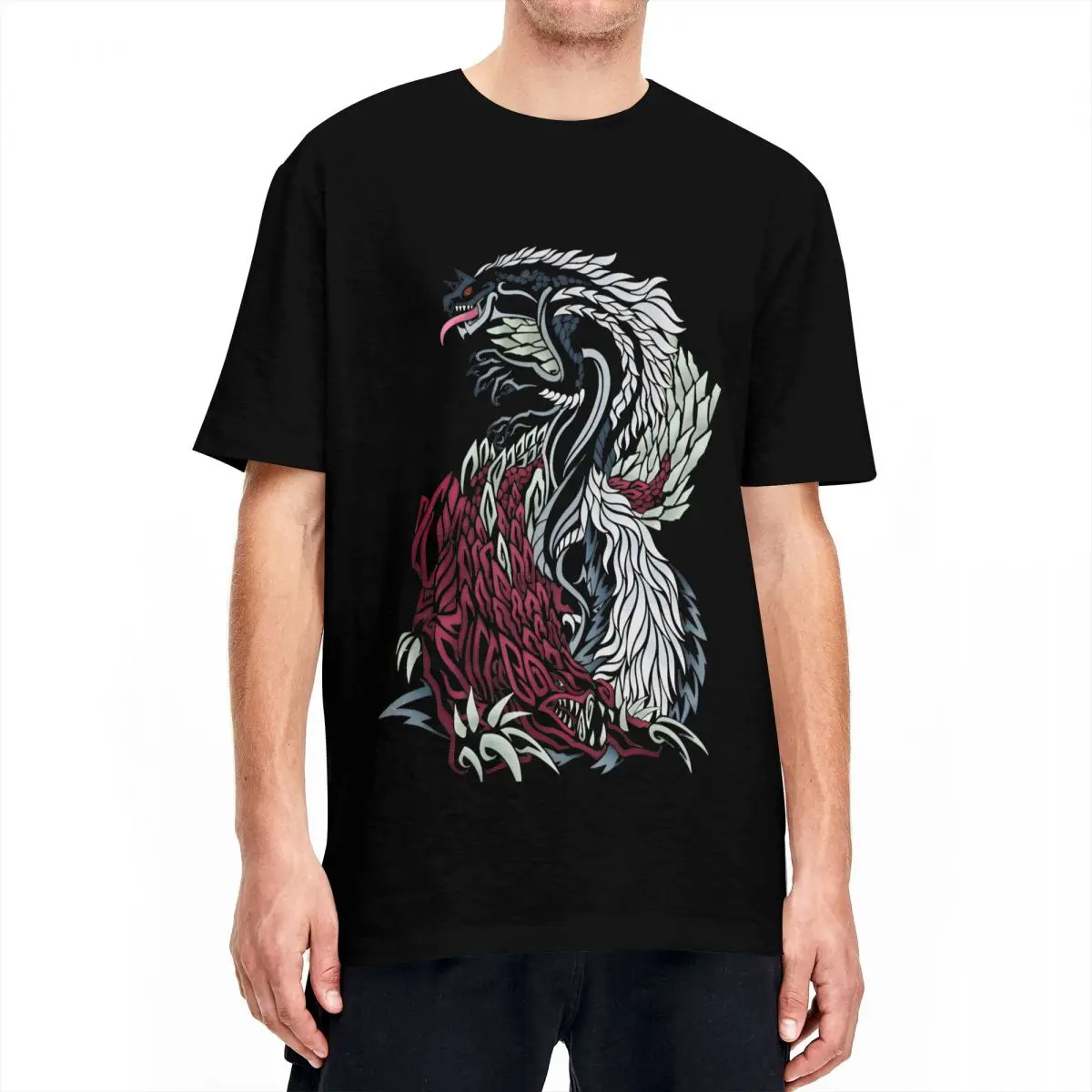 Printed Monster Hunter Tobi Kadachi And Odogaron Tshirts Men Crewneck Short Sleeve Tops Cotton Summer Tops