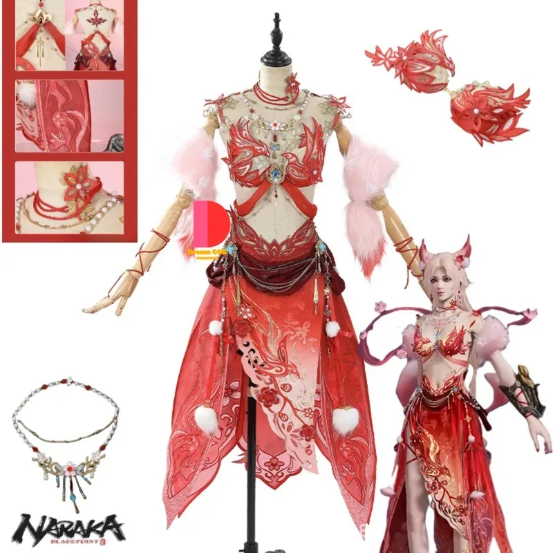 

Game Naraka: Bladepoint Yulinglong Cosplay Costume High Quality New Year's Anime Clothes Red Dress Halloween Comic-Con 3D Parts