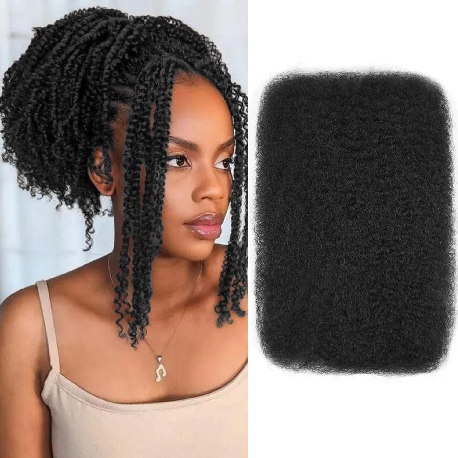 8 Inch 1 Bundle 50g Afro Kinky Bulk Hair For Dreadlocks Extensions Repair Locs Mini Braiding Twist Hair Synthetic Afro Kinkys