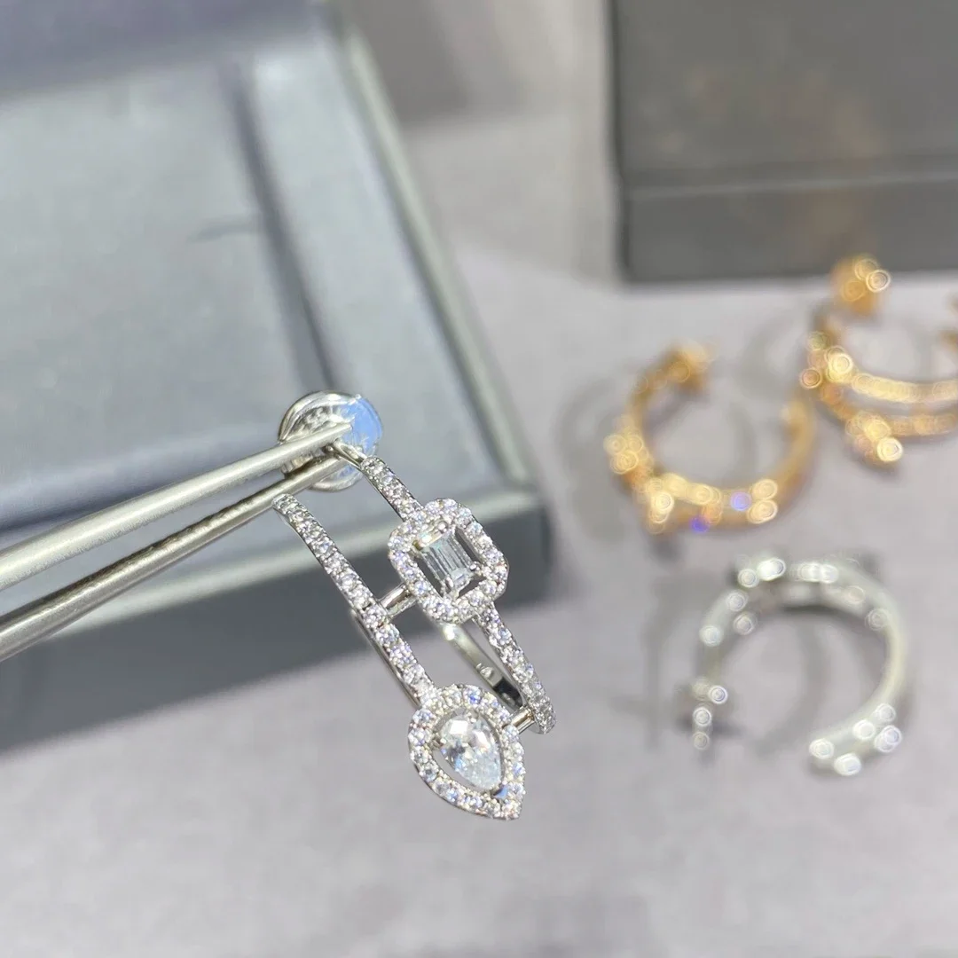 CY 925 Sterling Silver Luxury Jewelry Classic Water Drop Square Women's Diamond Earrings