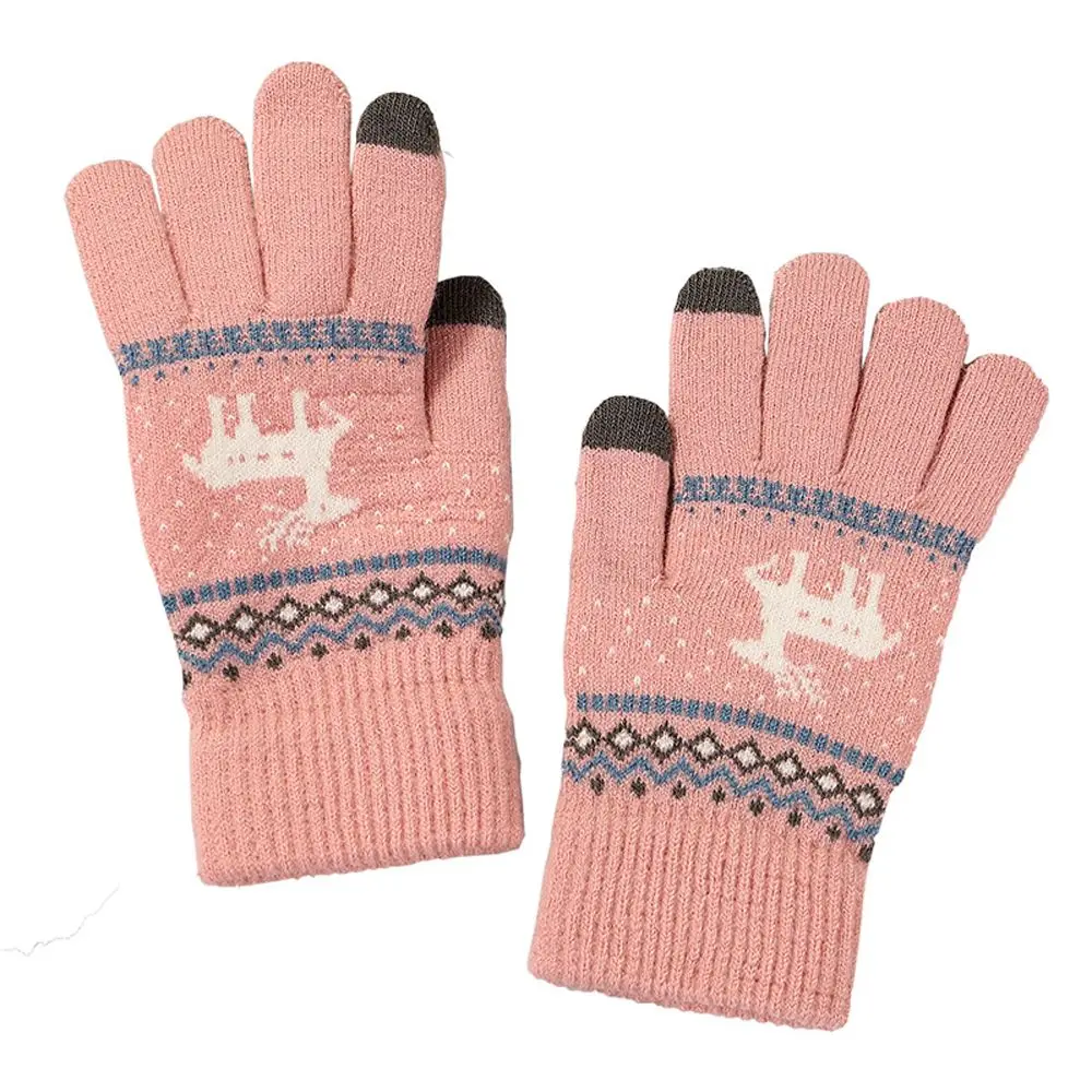 Guantes de punto elásticos para niñas, manoplas cálidas para conducción al aire libre, regalo para parejas, pantalla táctil, Navidad, Invierno