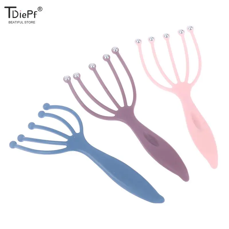 1Pc Five Finger Head Massager Steel Ball Head Massage Relaxation Massager Hair Held Scalp Neck Stress Relief Reduce Stress Relax