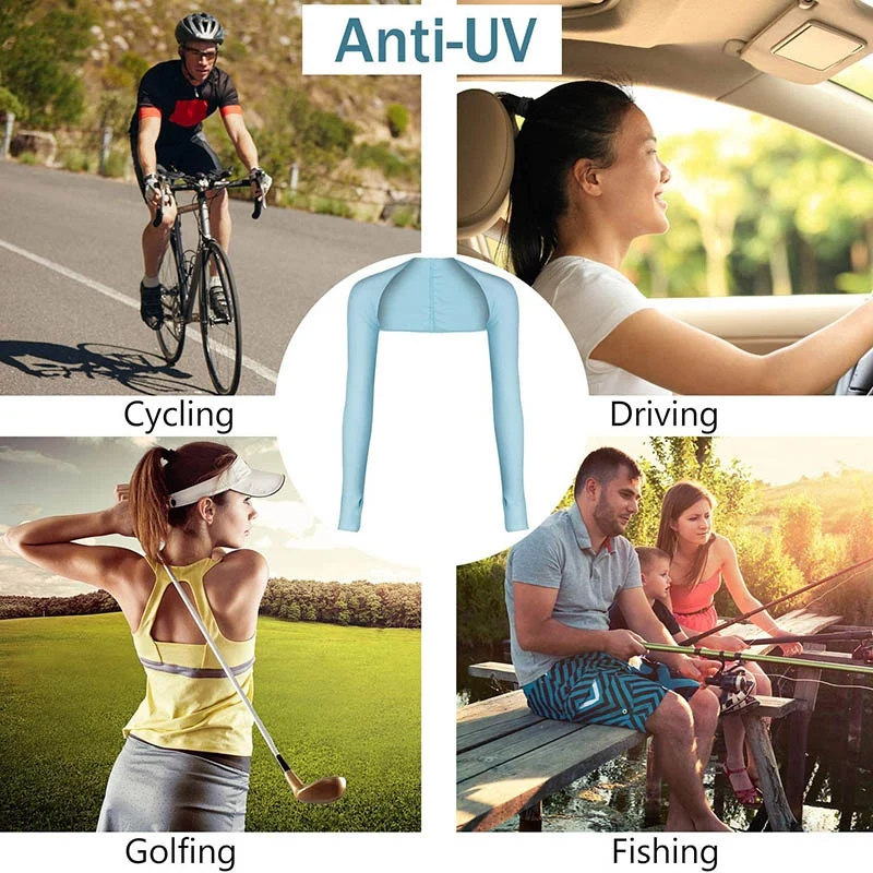 【CYBER MONDAY】4 Pcs Summer Ladies Cooling Shawl Arm Sleeves Sun UV Protection with Finger Hole for Golf,Driving,Riding,Fishing