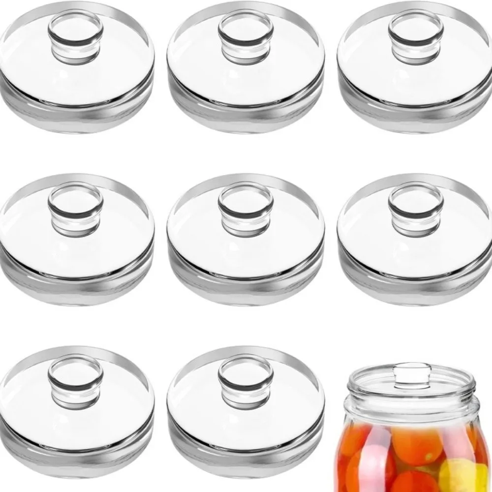 Pesos de Vidro para Fermentação Transparentes com Alça, para Potes Mason de Boca Larga com Tampa Hermética, Utensílios de Cozinha, Pesos Pesados para Fermentação, para Fazer Kimchi