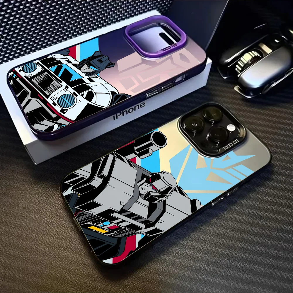 

T-Transformers Robot Phone Case For iPhone 16 15 14 13 12 11 Pro Max Black Purple Matte Laser Metallic Aurora Funda