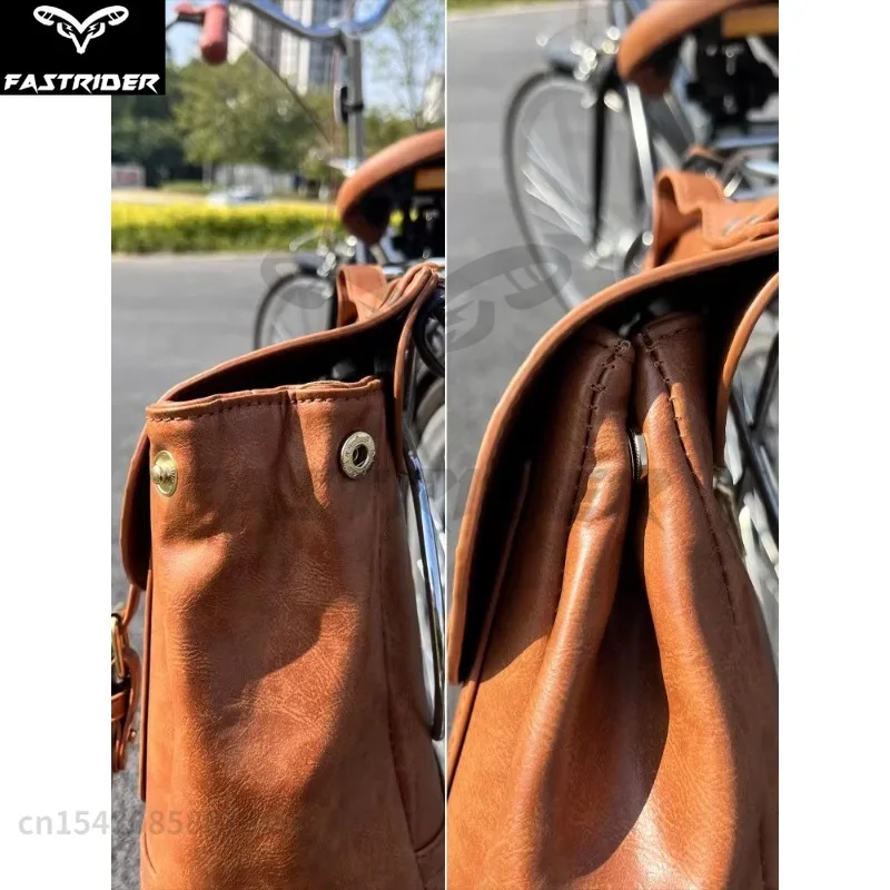 Retro Bicycle Saddle Bag Commuting Oil Wax Leather British Style Decorative Accessories Tail Seat Pannier Bag Hanging Bag