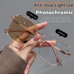 Gafas de sol fotocromáticas para exteriores, lentes fotocromáticas cuadradas de lujo, menos dioptrías, de visión corta, 0 A-6,0