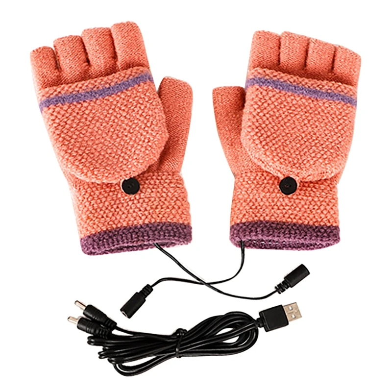 

NEW-USB Heated Gloves Unisex Womens or Mens Heated Gloves Mitten for Winter Hands Warm Indoor and Outdoor Washable Design B