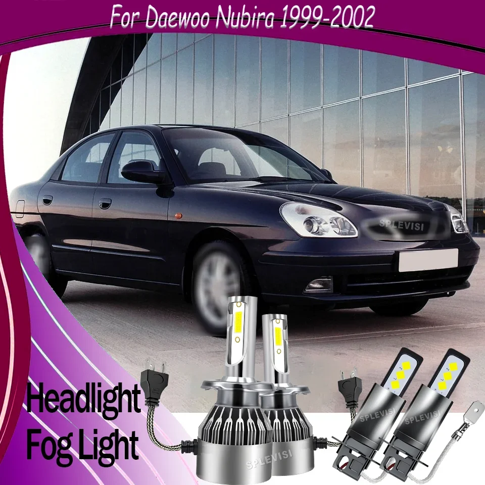 Car Bulb LED Headlight Foglamp H4 H3 Kit Warranty for Peaceful Driving 6000K Clarity White For Daewoo Nubira 1999 2000 2001 2002