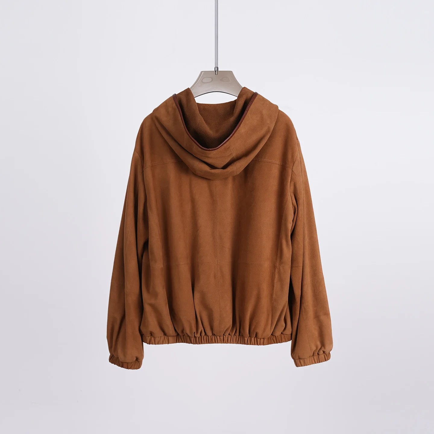 Modische, weiche, bequeme Langarmjacke aus Wildleder und Kaschmirleder mit Kapuze für Damen