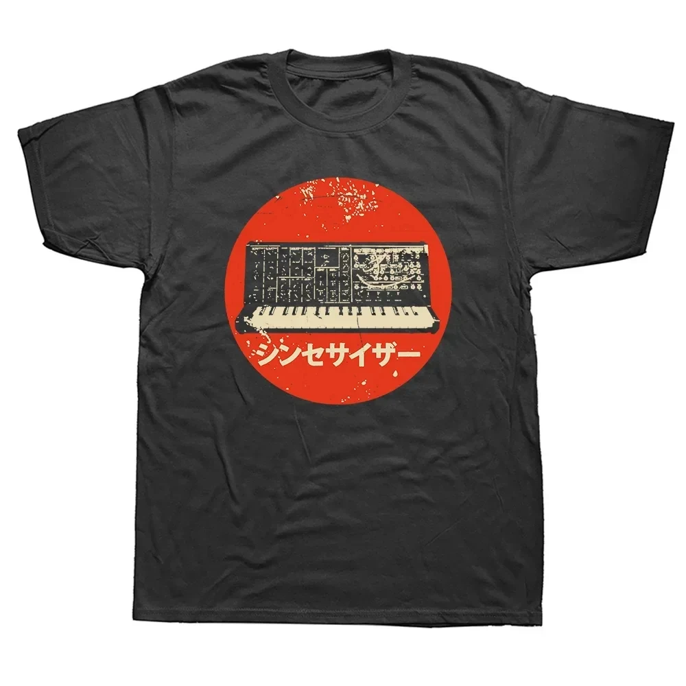 Camiseta de algodón Vintage para Dj, ropa de calle Retro, analógica japonesa, sintetizador de música electrónica, máquina de tambor, moda