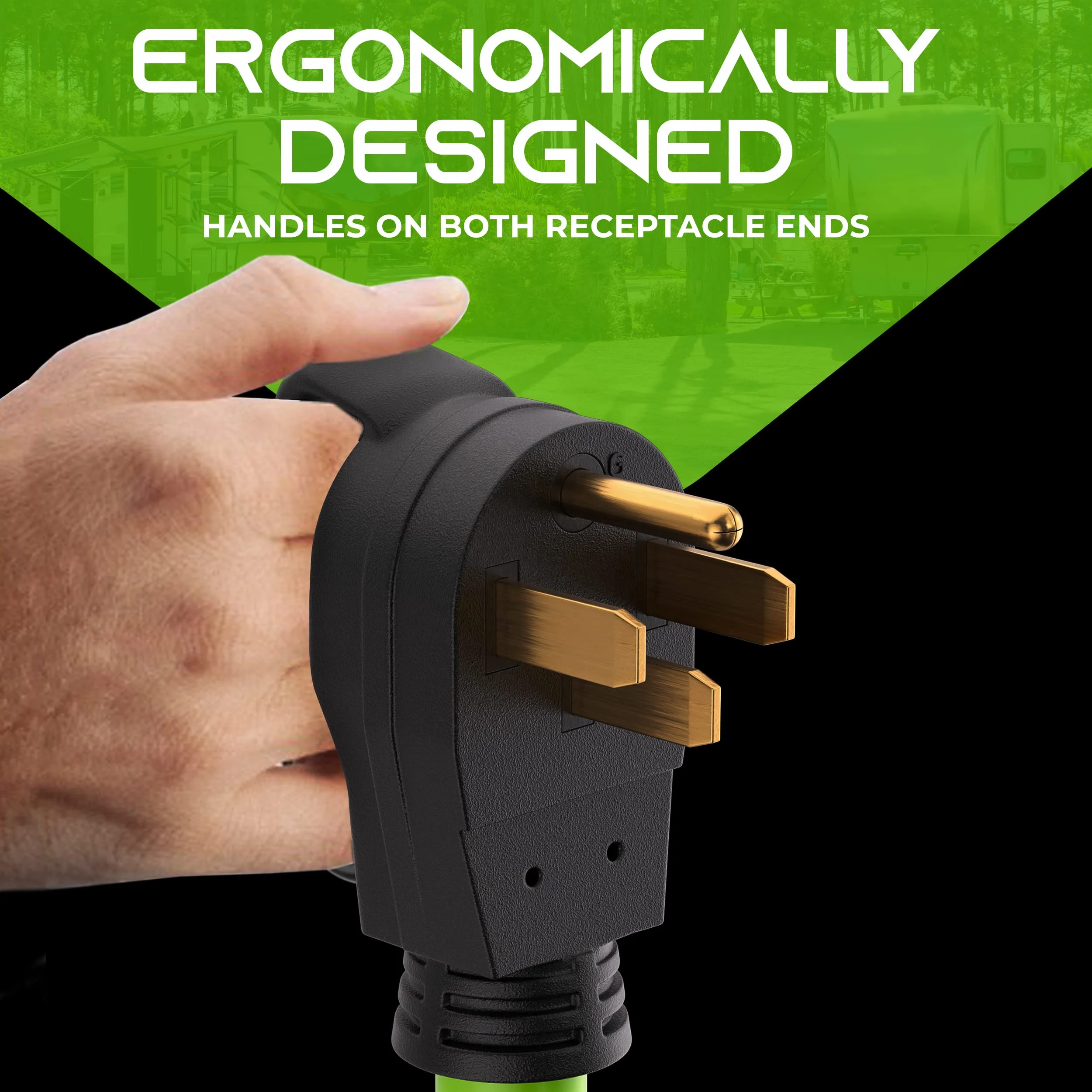 Cabo de alimentação automático externo resistente de 4 pinos 50 pés 50 ampères NEMA 14-50 RV/EV Cabo de extensão resistente