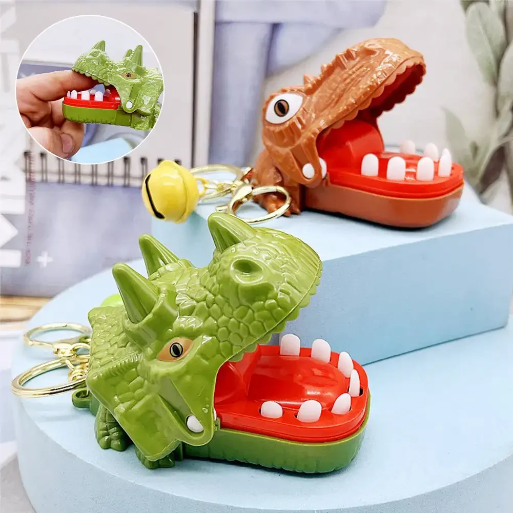 Crocodile Dinosaur Finger Biting Toy Keychain Tyrannosaurus Rex Tooth Extraction Game Fun Creative Stress Relief Skills Pendant