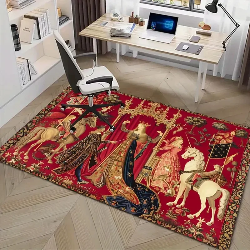 VIKAMA French Country-Style Carpet Home Decor, Medieval Vintage Style. Living Room And Bedroom Non-Slip And Dirt-Proof Floor Mat