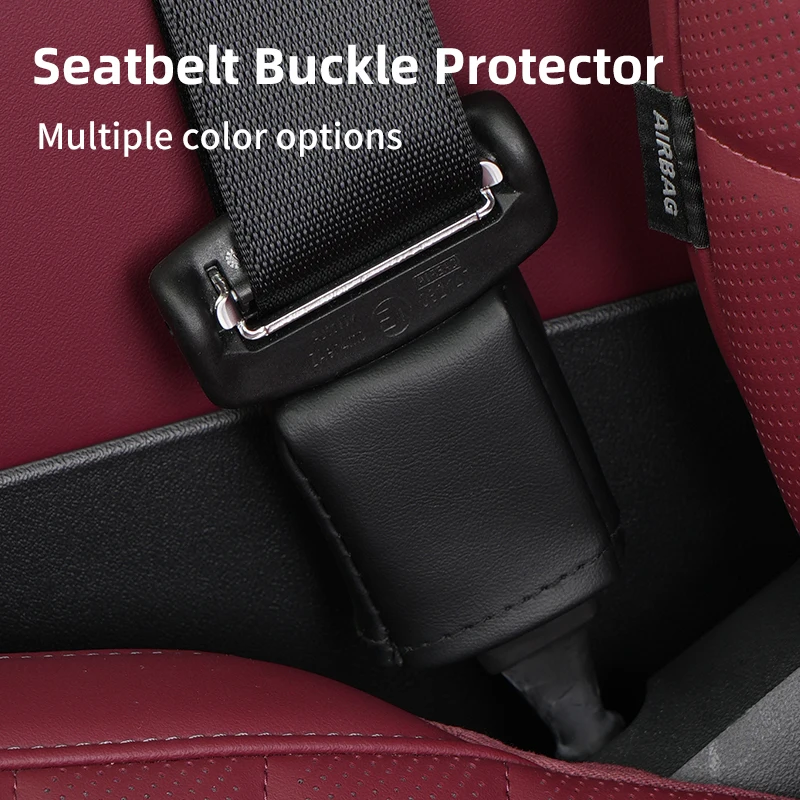 Car Front Fully Wrapped Leather Seatbelt Base Cover Buckle Protector For NO