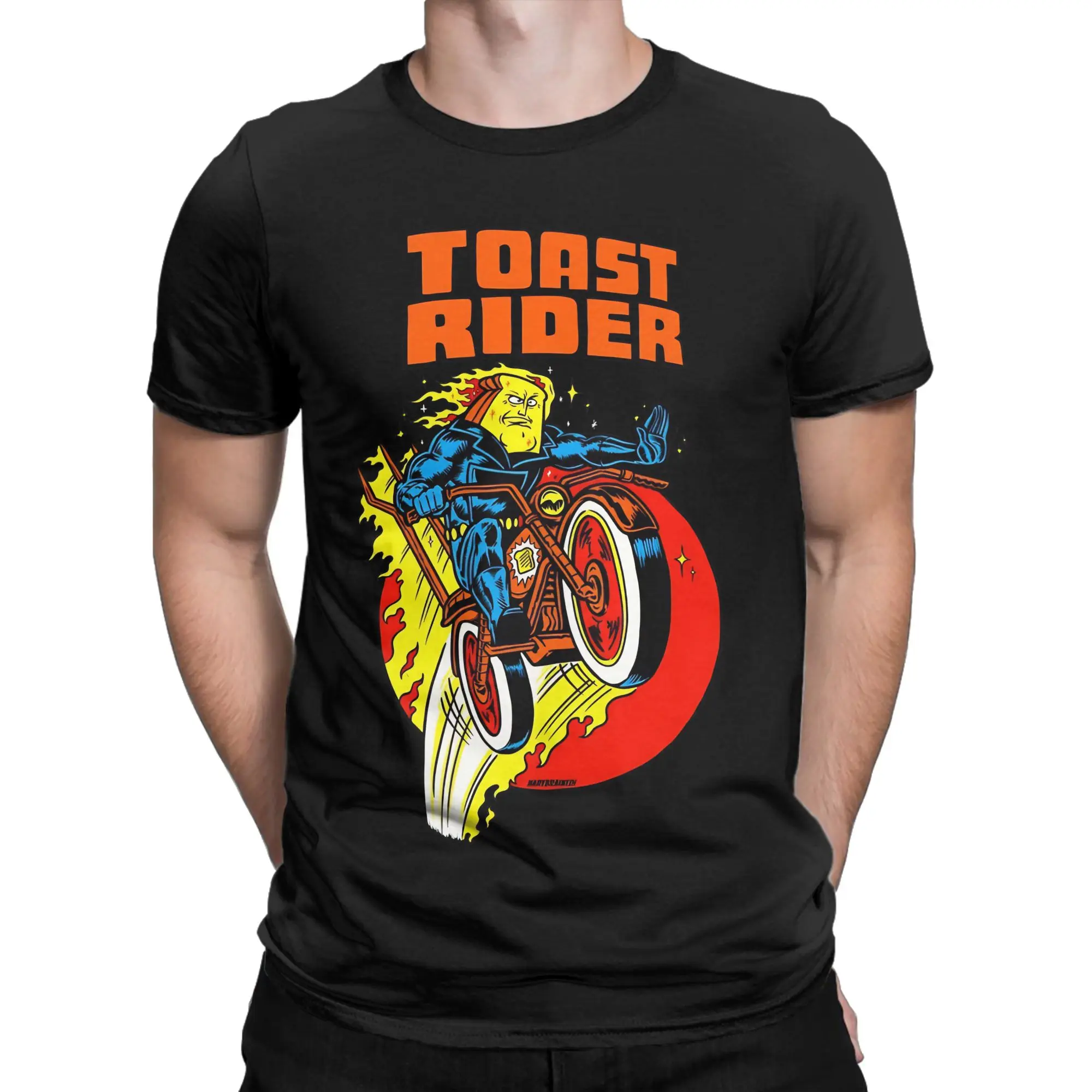 Toast Rider Funny Graphic 100% Cotton T-Shirt R-Ren & Stimpy Tees Tops For Men