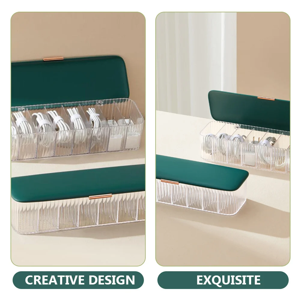 

Cable Management Box Multi-Compartment Dustproof Cable Organizer Box Desktop Wire Storage Holder for Charging Earphone Data