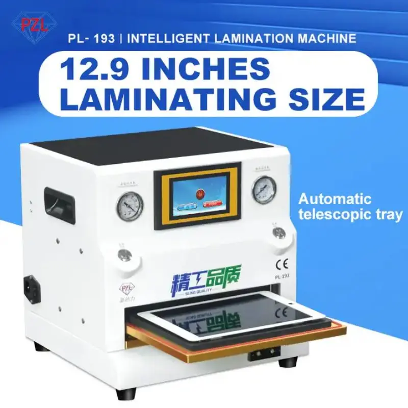 PZL PL 193 12.9 inch board computer mobile phone edge lcd screen glass replacement equipment vacuum oca laminator