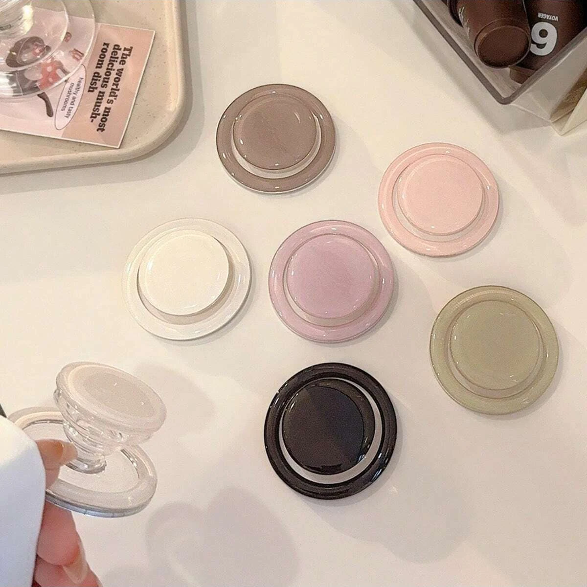 حامل هاتف وسادة هوائية مغناطيسية بلون موحد - تصميم صغير شفاف قابل للطي وقابل للتطوير قطعة واحدة #6