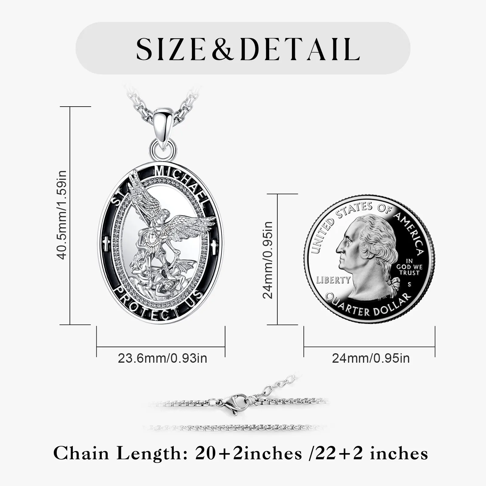 Eudora Copper Saint Michael Necklace Archangel Medal Pendant Christian Amulet Religious Jewelry Festival Gift for Men Woman