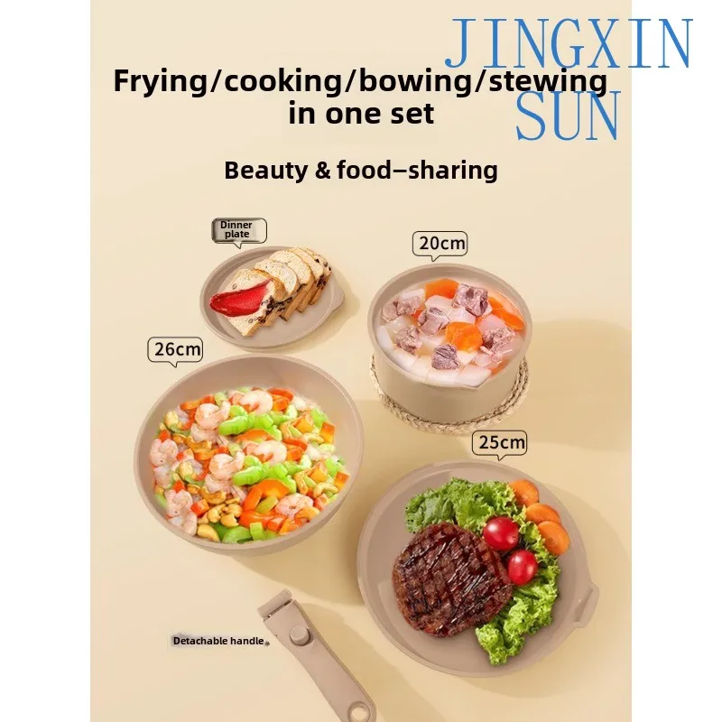 Outdoor pot set Camping frying Soup Cooking utensils Picnic pan Portable full set of disassembly handles