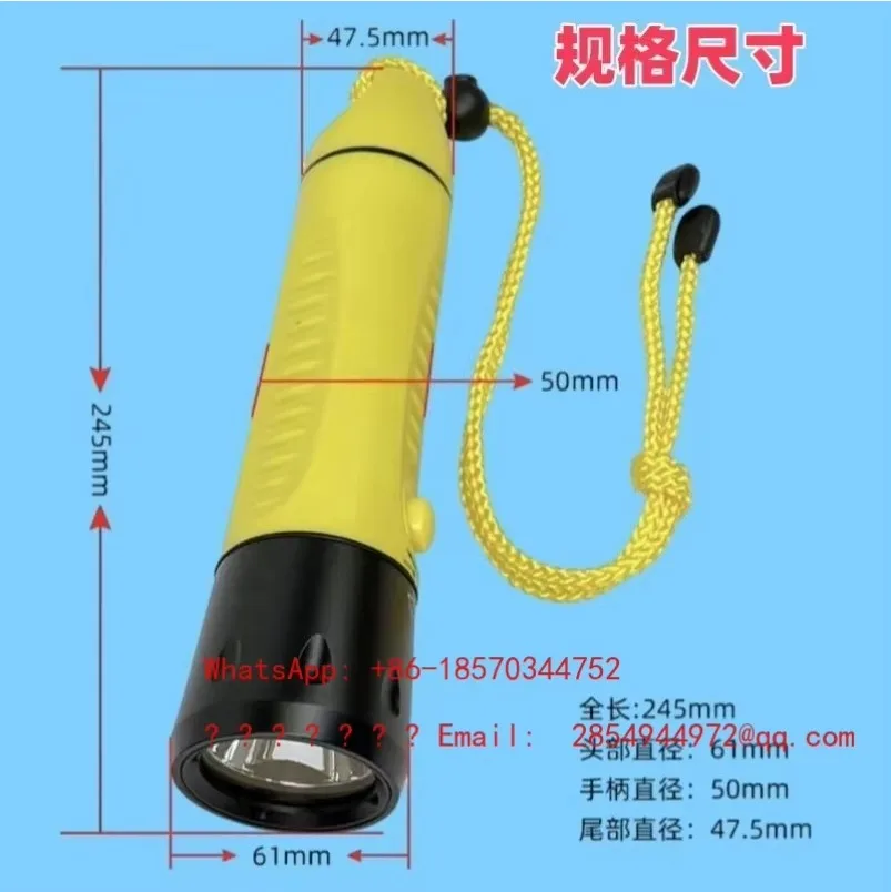 2027   F8 Professional Outdoor Diving LED Flashlight Waterproof, Durable, Strong Light Flashlight Exploration Lighting Tool