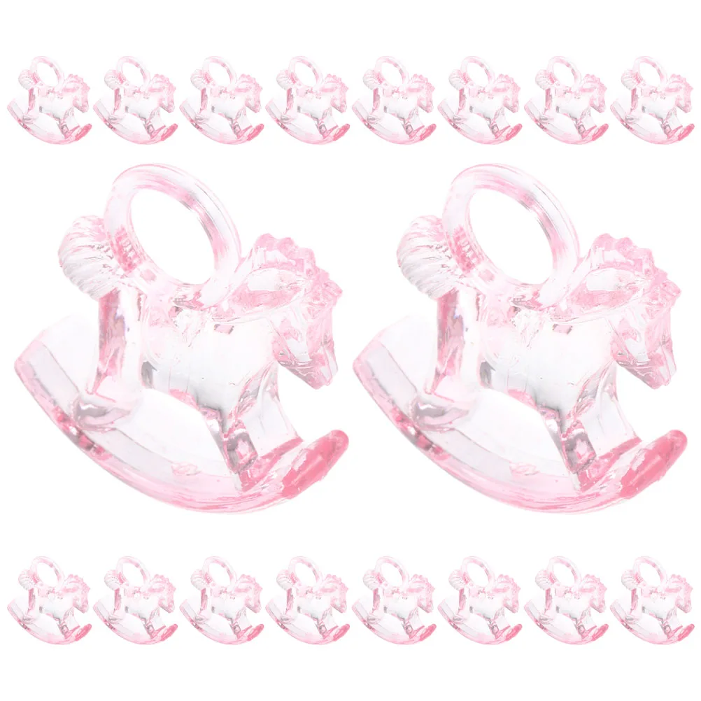 

24 Pcs Rocking Horse Decorations for Baby Shower Pink DIY Supplies Mini Charms Table Scatter Party Accessories