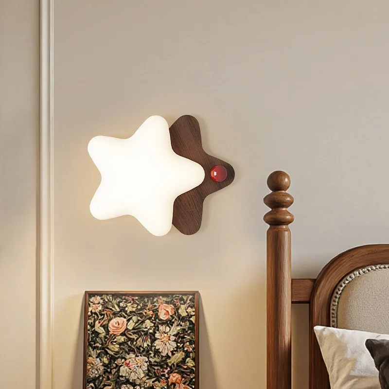 Children's room wall lamp Boys and girls Medieval cream wind master bedroom wall lamp Entrance lamp